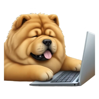 chow chow sleeping on computer keyboard sticker