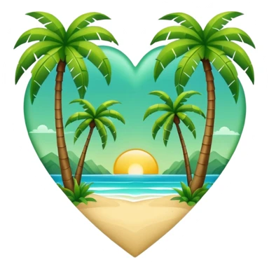 heart with summer palm trees sticker
