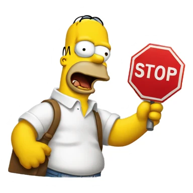 homer simpson holding stop sign sticker
