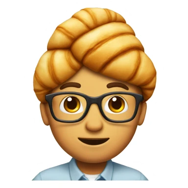 Nerd with a croissant up his head  sticker