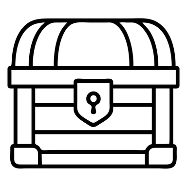 A red medieval treasure chest from an RPG game sticker