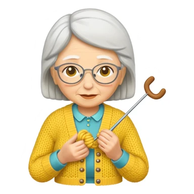 knitting grandma yellow sticker