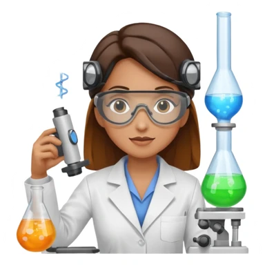 female inventor working in a lab sticker