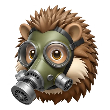 hedgehog wearing a gas mask sticker