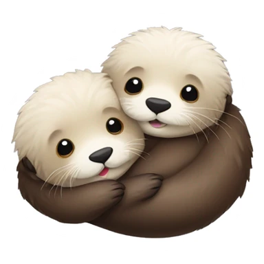 Two fluffy sea otters in love cuddling sticker