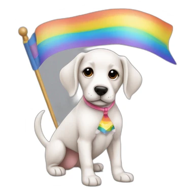 Cachorra vestida de bailarina com bandeira de arco iris sticker