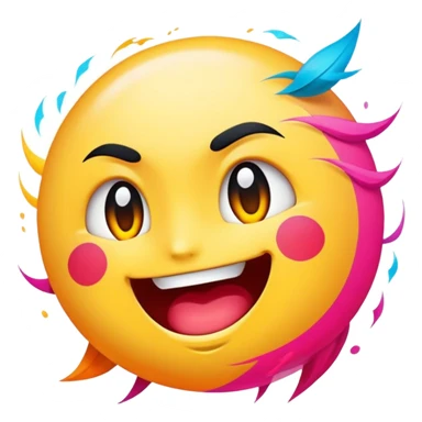 Cinematic Realistic Manga Comics Emoji, depicted as a dynamic stylized illustration inspired by Japanese manga art with bold lines and expressive characters, rendered with vibrant textures and energetic colorful lighting that captures its iconic style. sticker