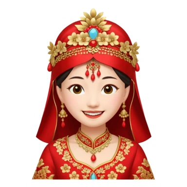 Chinese bride getup, smiley face. sticker
