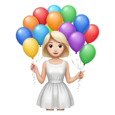 Birthday Female with ballons in white dress sticker