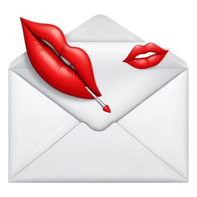 An envelope with a kiss print sticker