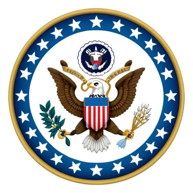 White vice president seal 50 blue stars circle and blue outline  sticker