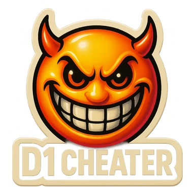 grin evil face
 add the words " D1 Cheater " in White sticker