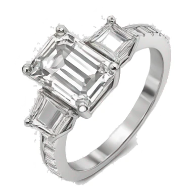 Emerald cut diamond ring white gold sticker