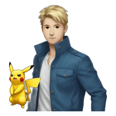 Pikachu fusionner avec Dracofeu bleu évolution sticker