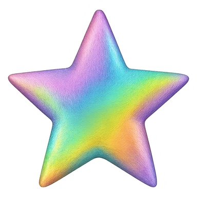 mini star with a glamorous and stylish holographic rainbow texture, no background sticker