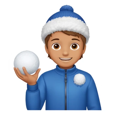 kid with sweated holding snowball sticker