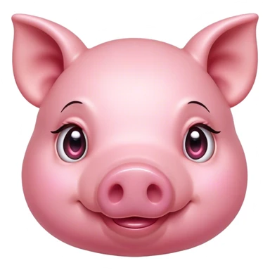 Cinematic Cute Pig Portrait Emoji, Head tilted playfully and inquisitively, featuring a glossy rosy-pink hide with a cute snout and a subtle natural sheen, round, sparkling beady eyes filled with curiosity, Simplified yet irresistibly adorable features, highly detailed, glowing with a warm, friendly glow, high shine, affectionate and lively, stylized with a touch of farmyard whimsy, bright and endearing, soft glowing outline, capturing the essence of a mischievous yet loving pig, so playful it feels like it could oink out of the screen and into your arms! sticker