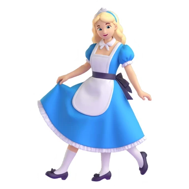 Disney's Alice in Wonderland curtseying elegantly in her blue dress with white apron sticker