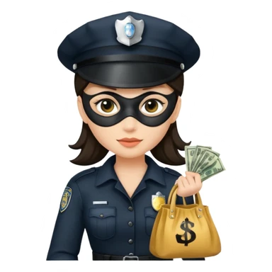 thief with police hat, thief mask, thief black dress. sticker