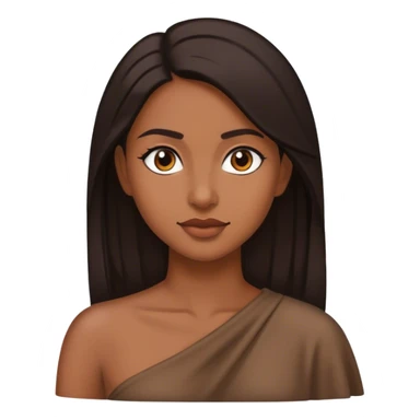 Emoji de mulher morena pele morena cabelo escuro no ombro sticker
