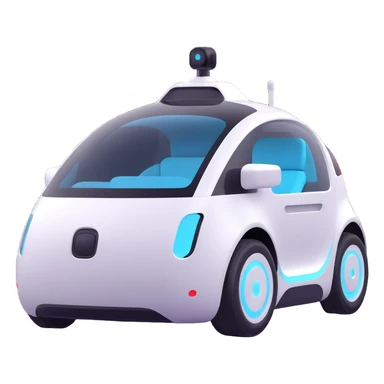 futuristic self-driving car with an AI robot driver sticker