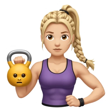 Una Kettlebell con la parte delantera con una vikinga que sea mujer con trenzas sticker