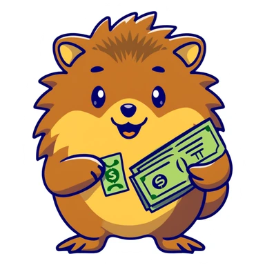 hedgehog with money sticker
