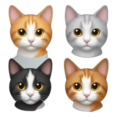 four cats, one black, one black and wthite, one ginger and one grey and white sticker
