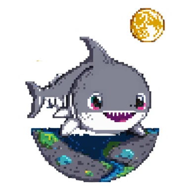 Baby shark on the moon sticker