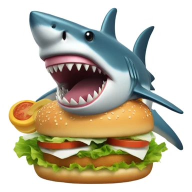 Shark with a top hat who is eating a fish burger sticker