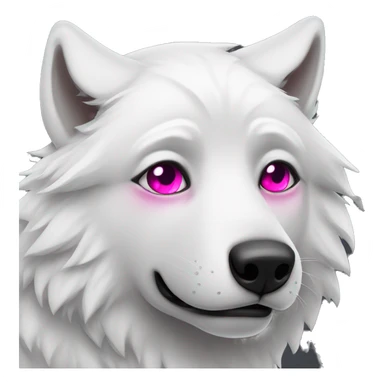 white wolf  with dark pink eyes cry sticker