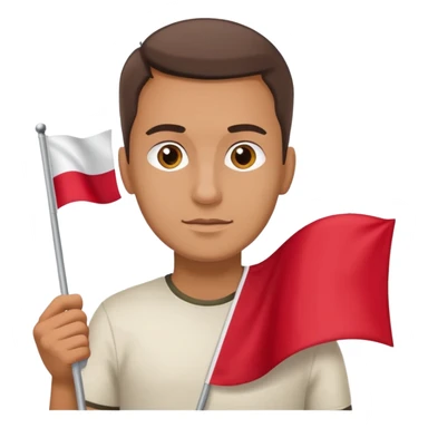 ultra realistic polish man with two-colored poland flag sticker