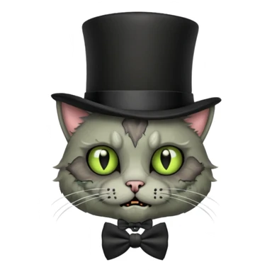 zombie cat with bow tie and top hat sticker