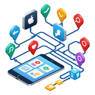 isometric image of workflow process creation sticker