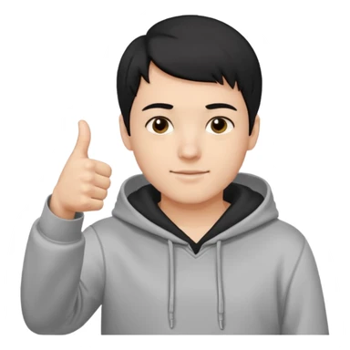 парень в худи с короткой стрижкой на бок и черными волосами смотрит в камеру, и показывает ЛАЙК. Его рука очень близко к камере, потом он снова возвращает руку в исходное положение sticker