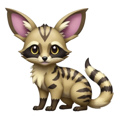 Rare exotic cute epic aesthetic colorful Eevee-Genet-Civet-species-Fakemon-hybrid-creature, with markings, full body sticker