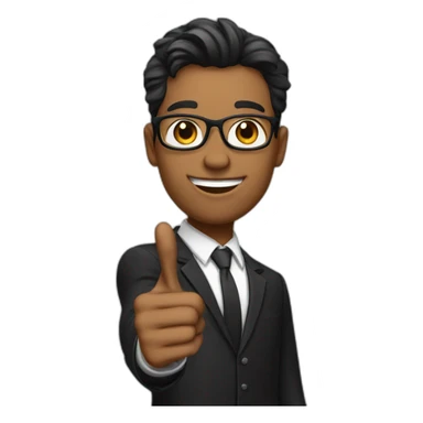 A young teacher in black suit pointing finger up sticker
