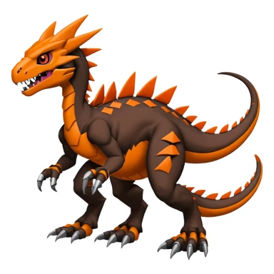 Cool Edgy Black Orange Digimon-Fakemon-Guilmon-Velociraptor-Dragon-Mecha full body sticker