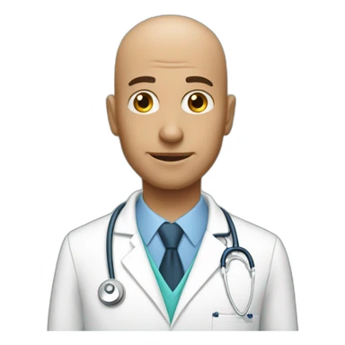 a bald family physician that uses AI sticker