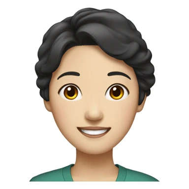 korean 50th woman, smile, short black hair. sticker