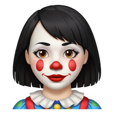 Uma palhaça om os cabelos pretos, longos, liso e com franja, olhos castanhos sticker