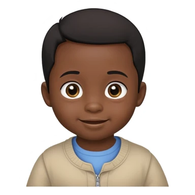 smiling face, toddler boy, African, big eyes, dark skin, black hair, no neck, no body sticker