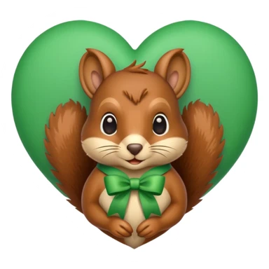 Squirrel in a heart with a green ribbon sticker