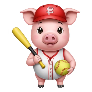 Pig wearing softball  sticker