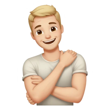 arms crossed holding neck laughing guy sticker