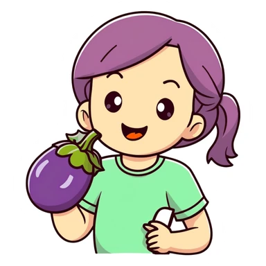 girl eating eggplant  sticker