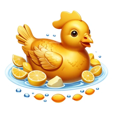 Golden chicken, butter, and fish floating with a warm glow representing their vitamin A content. The foods emit a pleasant amber light symbolizing their nutritional value for skin health and immunity. sticker