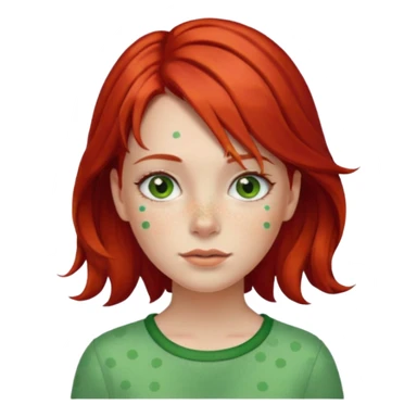  girl with red hair and green color hairclip sticker