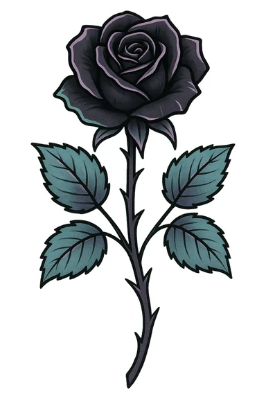 pastel goth black rose, remove background sticker