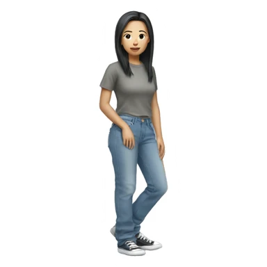 Asian girl wearing baggy jean pants  sticker